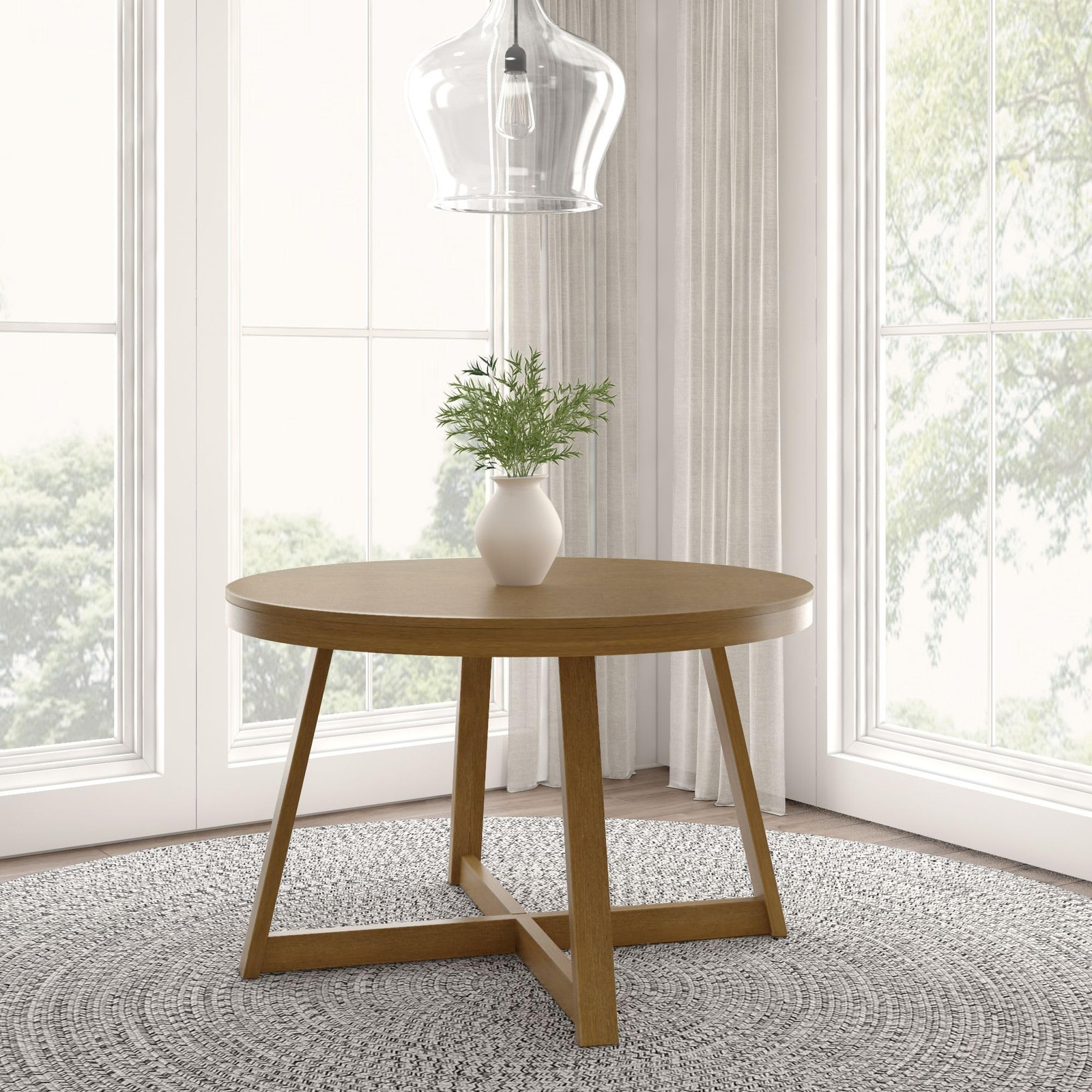 47-Inch Solid Wood Round Farmhouse Dining Table by Plank+Beam