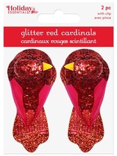 Craft Dcor Essentials Cardinals W/Gator Clip 3" 2/Pkg -Glitter Red - 5A002LTY-1G