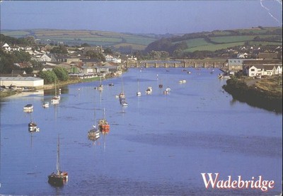 Vintage John Hinde Postkarte Wadebridge Cornwall River Camel Bridge 1994 verschickt