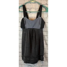 Lululemon Back On Track size 6  Striped Tank Top Black Gray Athletic Workout
