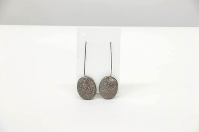 NWT $2895 Brunello Cucinelli 925 Sterling Silver Glitter Oval Drop Earrings W242