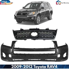 Front Bumper Cover Fascia & Grille Assembly Kit For 2009-2012 Toyota RAV4