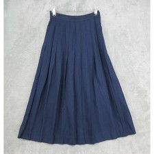 Vintage Talbots Skirt Womens Size 4 Wool Pleated Maxi Preppy Modest Navy Blue