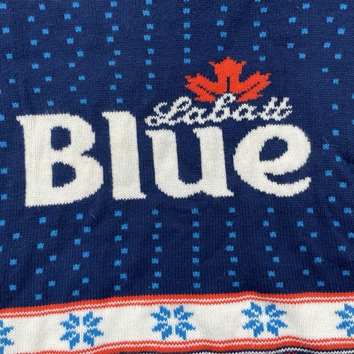 Labatt Blue Imported Beer Blue Sweater Knit Brewing Company Men’s Medium - Picture 2 of 8