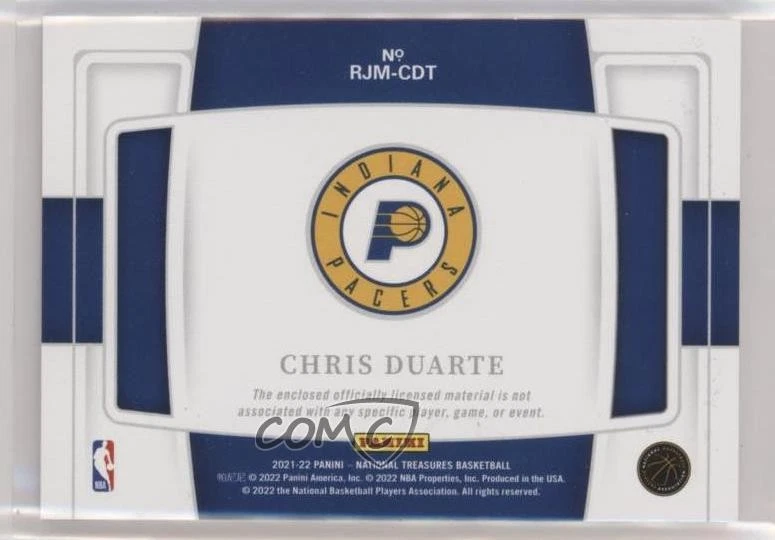2021 Panini National Treasures Rookie Jumbo Materials Prime /25 Chris Duarte RC - Image 2 of 2
