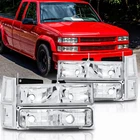 For 1994-1998 Chevy Silverado Headlights OBS C/K 1500 2500 w/ Bumper Lamps Clear