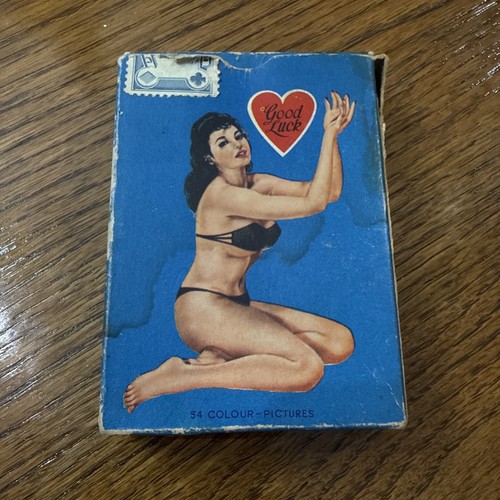 Vintage Tease Me Pin-Up Girls Playing Card Deck 1960s Good Luck Heart Has Jokers