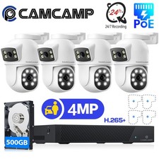 🔥CAMCAMP 4MP Dual Lens Home PoE Security Camera System 500GB HDD 8CH PTZ Camera