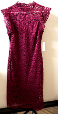 En Focus Studio Womens Sleeveless A-Line Lace Dress 2 Layer Wine Size 8 Pretty