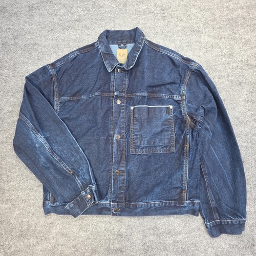 GAP Jacket Mens Large Blue Japanese Selvedge Trucker Cotton Denim Type 1 Boxy