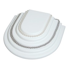 White Faux Leather Necklace Chain Jewelry Display Holder Tier Neckform Platform