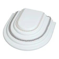 White Faux Leather Necklace Chain Jewelry Display Holder Tier Neckform Platform