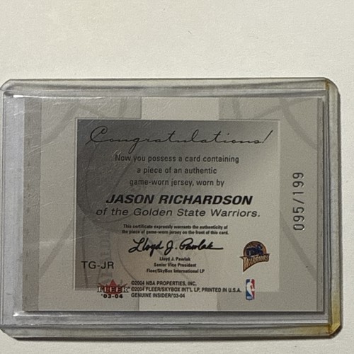 2003-04 Fleer Genuine Insider Tools of the Game Jerseys /199 Jason Richardson - Bild 2 von 3