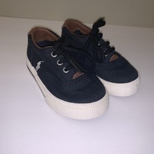 Polo Ralph Lauren Black with Brown Trim Vaughn ll Boys Low Top Sneaker Shoes 6