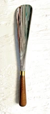 Vintage Marbled Plastic Shoehorn with Wood Handle