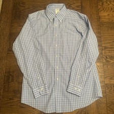 Men's Brooks Brothers 1818 Regent Button Down Shirt Blue White 16-4/5 Large