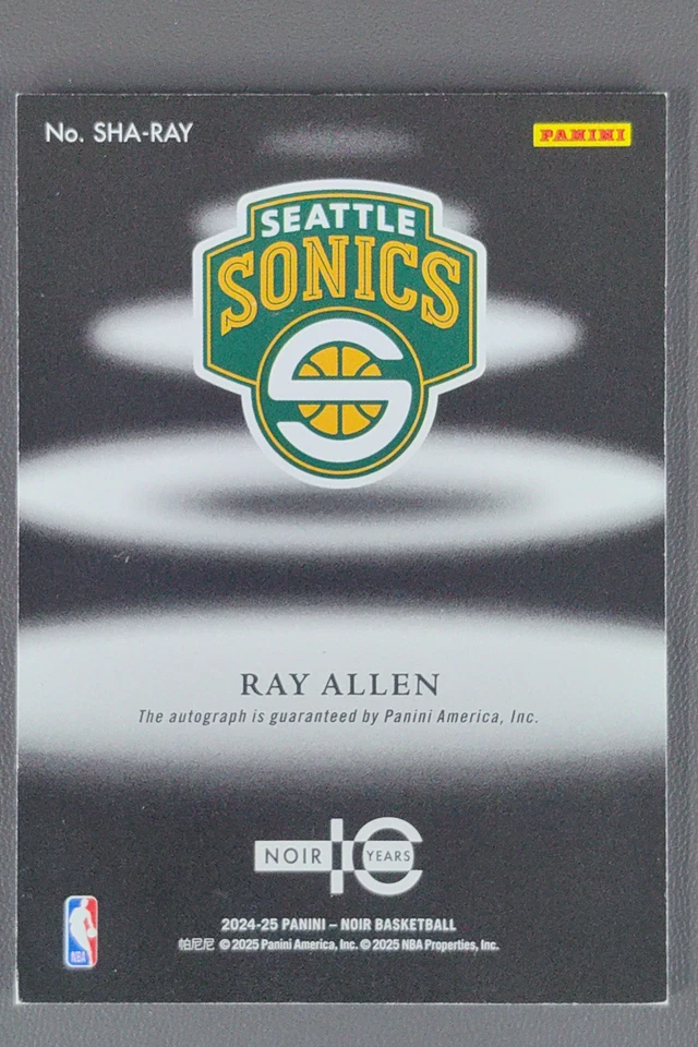 2024-25 Panini Noir Ray Allen Shadow Signatures Auto /25 #SHA-RAY - Image 2 of 4