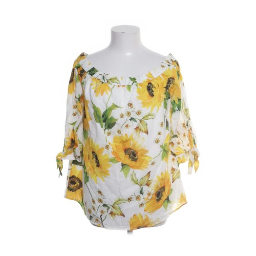 Hallhuber, Top, Größe: 40, Weiß/Grün/Gelb, Baumwolle/Viskose/Modal, Blumen #ZKe