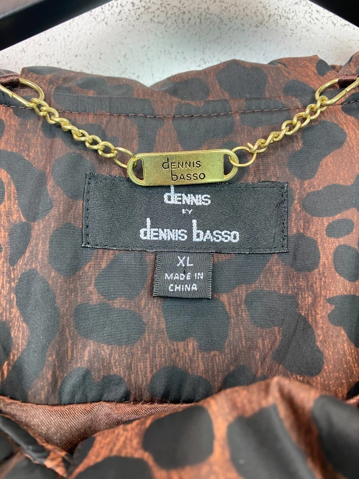 Gabardina Dennis Basso Marrón Estampado Leopardo Cinturón Cuello Volantes XL Foto 4 de 4