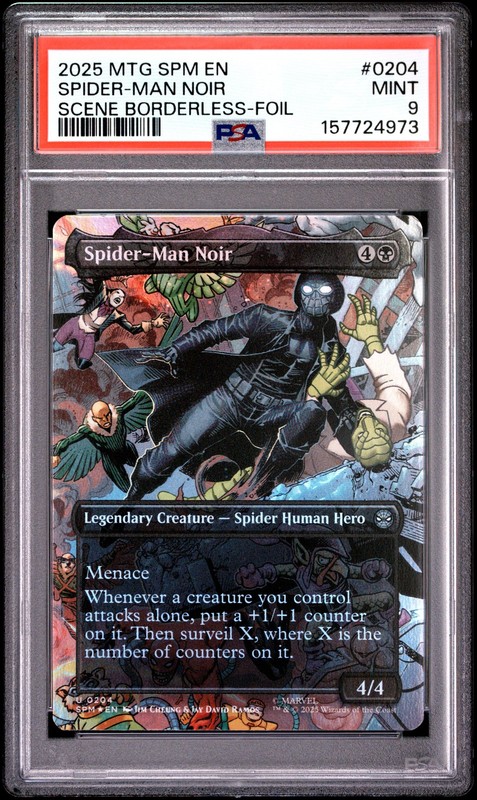 2025 Magic The Gathering Marvel'S Spider-Man #0204 Spider-Man Noir Foil PSA9