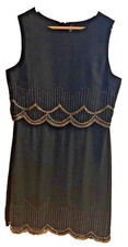 Live 2 Love Evening Dress 36" Bust Black with Bead Embellishment Scallop Edging