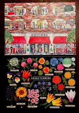 Galison Puzzle Lot 1000 pc A Day At The Bookstore, Edible Flowers