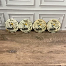 American Expedition Eagle Coasters Set of 4 Round Stone Coasters Bird Eagle