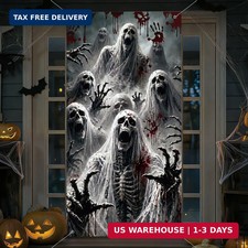 35" x 71" Halloween Door Cover Skeleton Zombie Hands