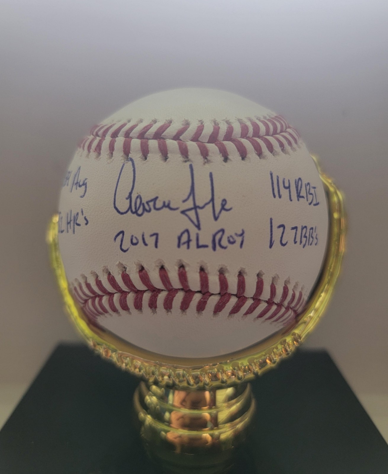 Aaron Judge Autographed Signed New York Yankees 2017 AL ROY Stat Baseball LE 22/99 