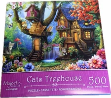 Springbok CATS TREEHOUSE 500 piece puzzle Majestic Waterfall Nature COMPLETE