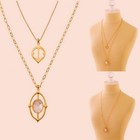 RARE! Stella & Dot Gold "Fortuna" Necklaces Quartz Mother of Pearl Pendant — photo 3