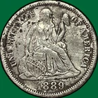 1889 Seated Liberty Dime Extremely Fine XF Coin, Ugly #37219