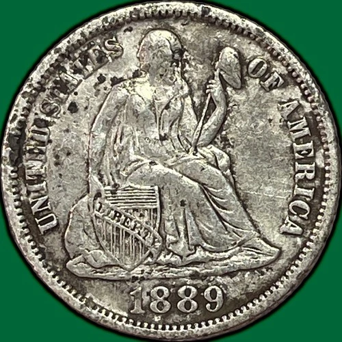 1889 Seated Liberty Dime Extremely Fine XF Coin, Ugly #37219