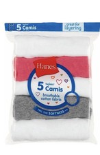 Hanes Girl  s L Large Camis Tank Tops 5-Pack White Gray Pink Tagless New Open
