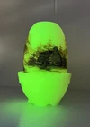 Fenton Hand Painted Custard Glass Fairy Light - Log Cabin - Uranium GLOWS!!