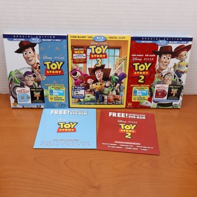 Toy Story 1 2 3 Special Editions Blu-ray DVD w/ Slipcovers & Bonus DVD-ROMs