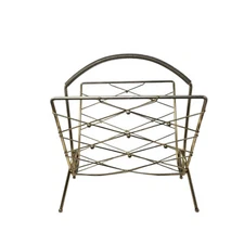 Vtg MCM Magazine Rack Brass Metallic Atomic Starburst 1960's READ