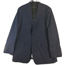 Jos A Bank Wool Blend Blazer Sport Coat Men 42L Tailored Fit Navy/Dark Red Plaid