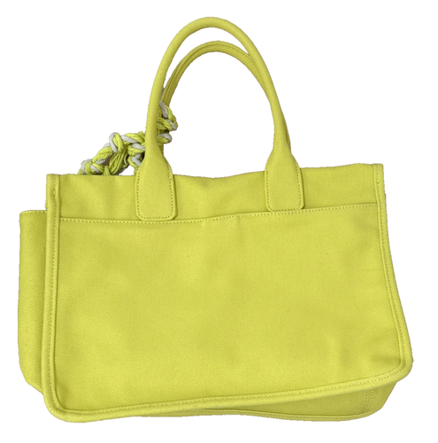 Vince Camuto Orla Tasseled Yellow Canvas Tote Large Carryall Bag - Picture 5 of 8