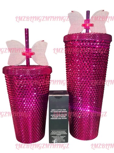 Starbucks US 2022 Pink Sangria Bling Studded 24oz/16oz & Keychain Set~RARE~BNWT - Picture 3 of 11