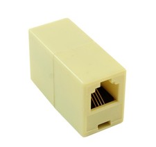 RJ11 4 Pin Modular Telephone Coupler Straight Ivory