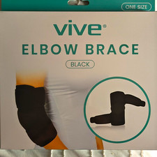 Vive Elbow Brace Black One Size Latex-Free Compression Stabilization Adjustable