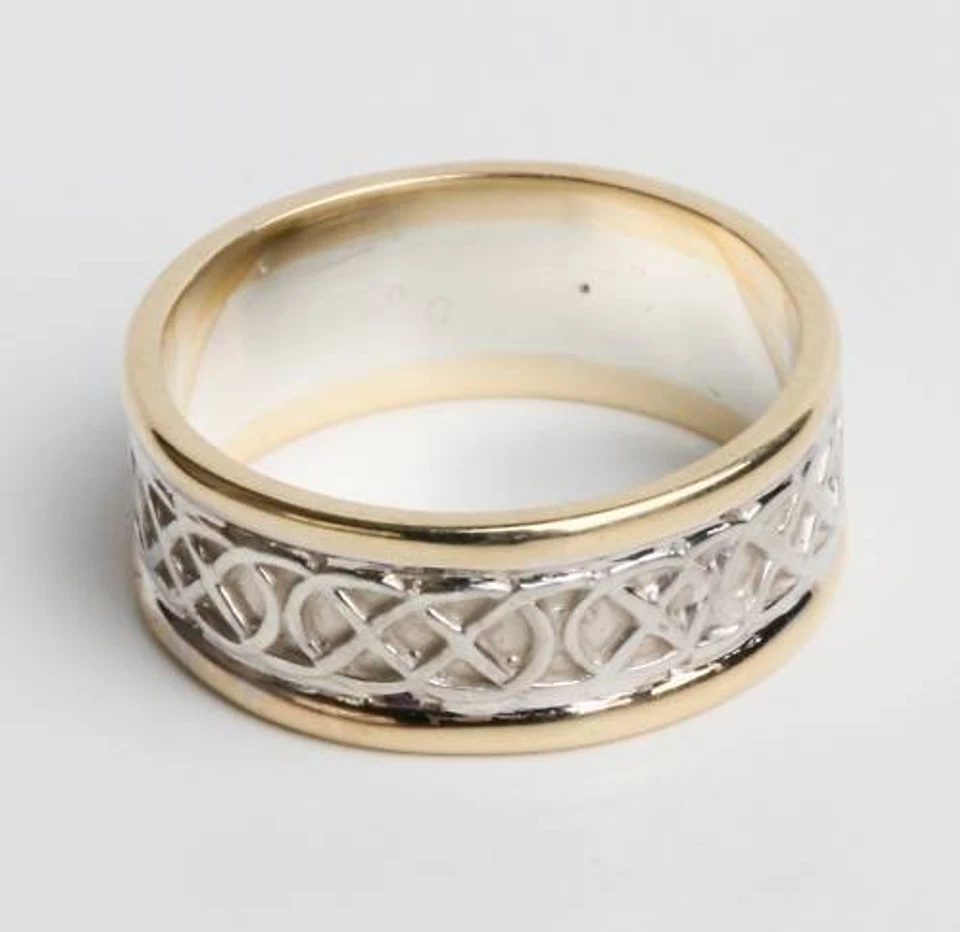 Anillo de boda celta hecho en Irlanda de oro de 14k para dama Foto 2 de 2