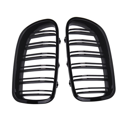 2 Lines Front Kidney Grille For BMW F10 528i 535i 550i M5 2010-2016 Gloss Black - Picture 8 of 11