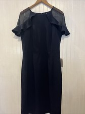 Eliza J Dress NWT Women’s 14 Navy Blue A Line W/capped Sheer Sleeves 
