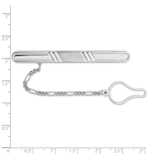 Sterling Silver Rhodium Plated Tie Clip - Picture 2 of 2
