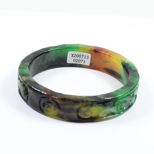 63mm Chinese Hand-carved Multi-Color Jadeite Jade Gems Bangle Bracelet j7669 - Picture 11 of 11