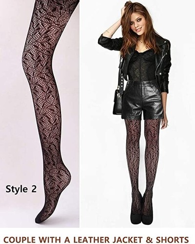 Women Patterned Fishnet Tights Black Fishnets Net Stockings Pantyhose 4 Pcs - Picture 3 of 7
