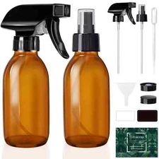 Glass Spray Bottles 4 OZ, Amber Empty Spray Bottle For Essential Oils, Small For