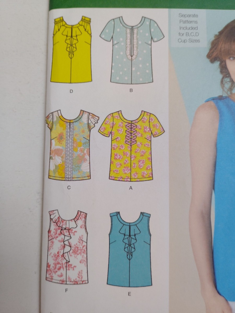 Top Tank Tee Shirt 14 16 18 20 22 Simplicity 1886 Sewing Pattern